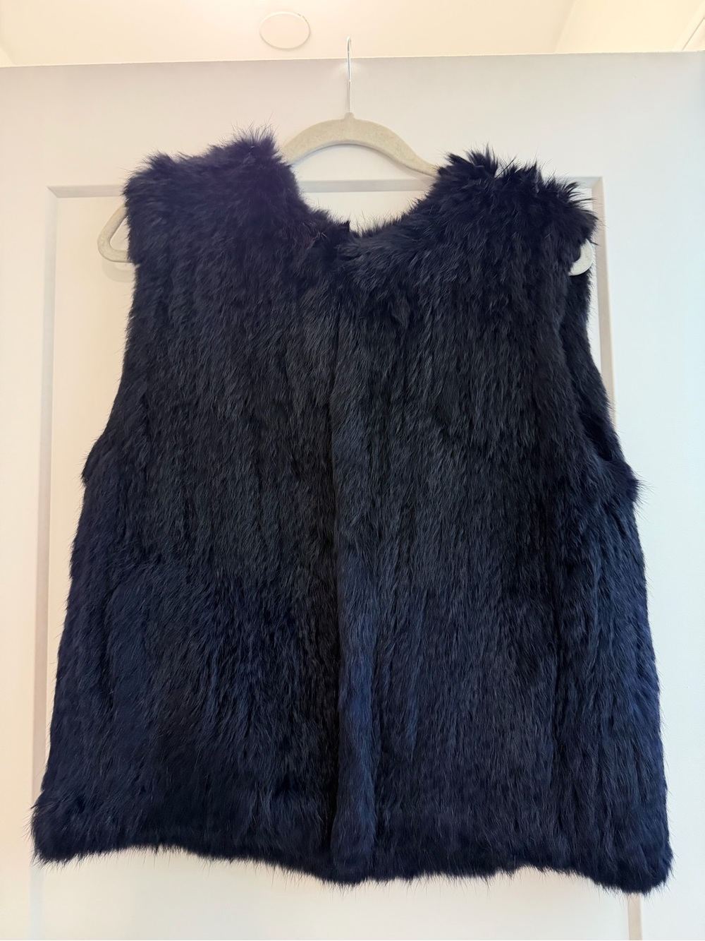 Real Fur Sleeveless Vest in Navy